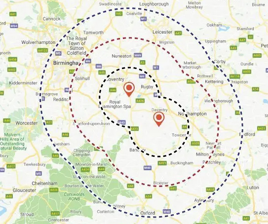 Delivery area map